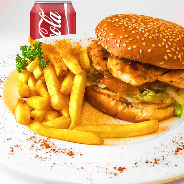 Chicken Burger Combo + Free Soft Drink